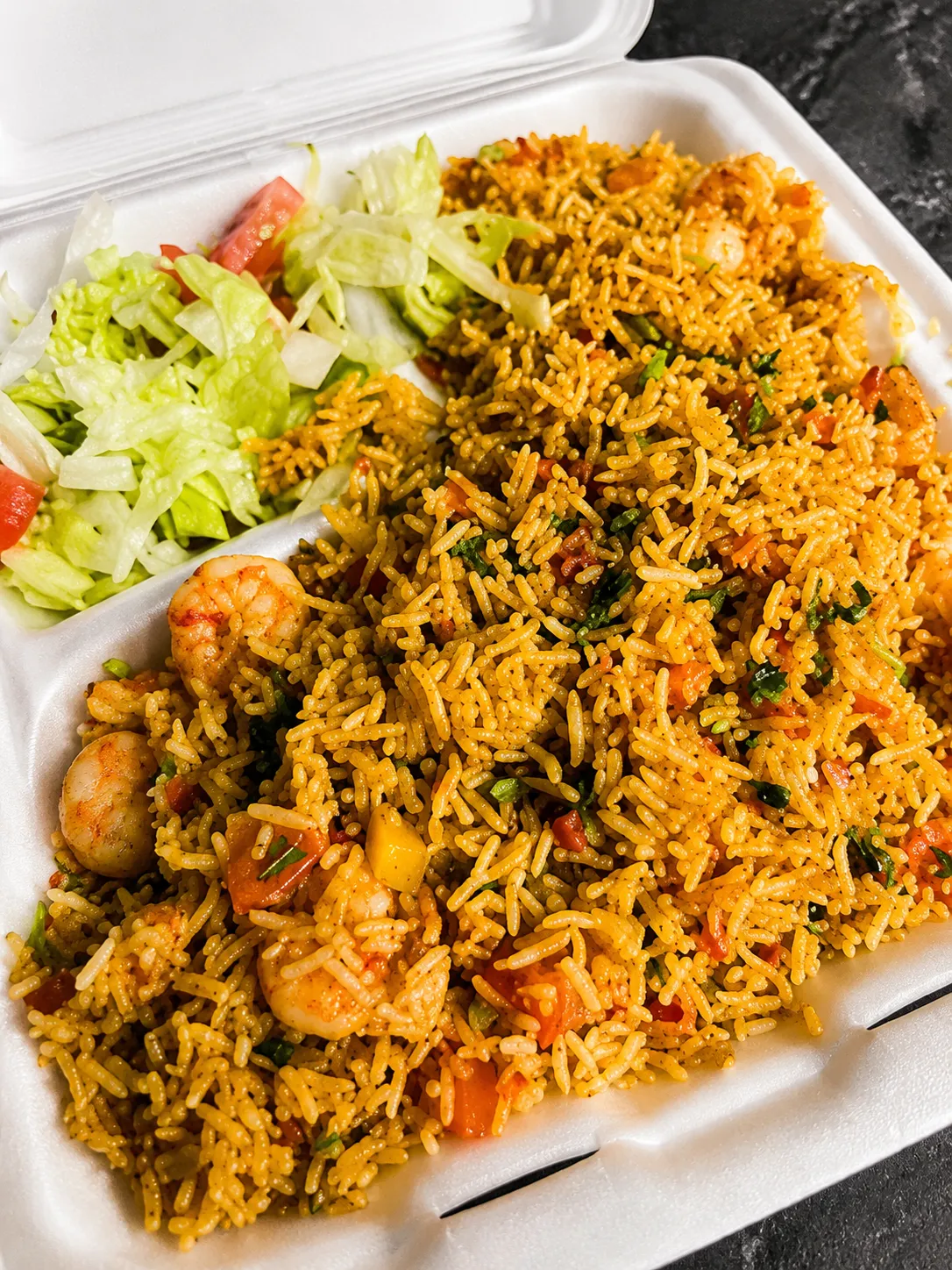 Shrimp biryani