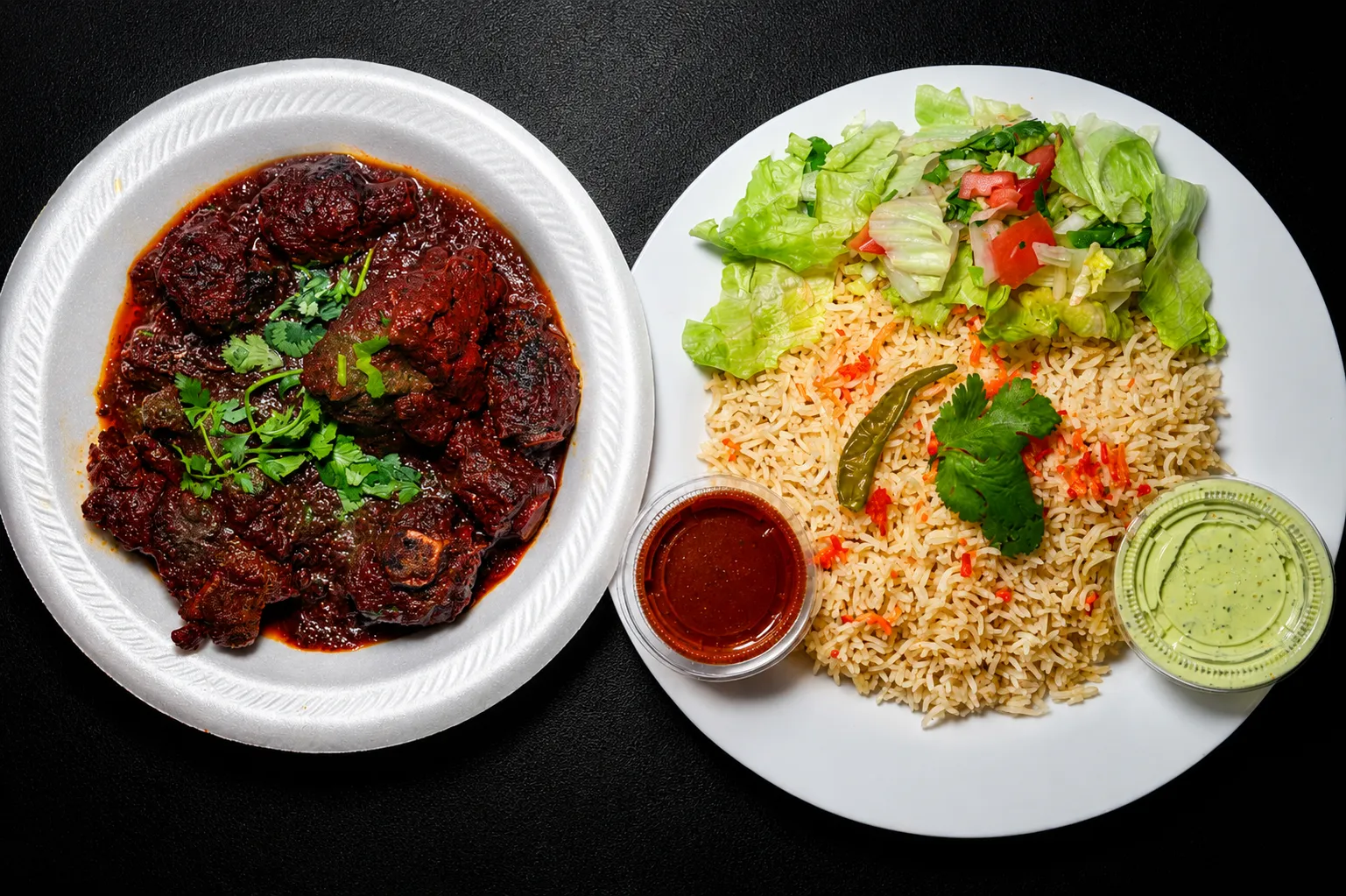 Spiced meat and rice platter